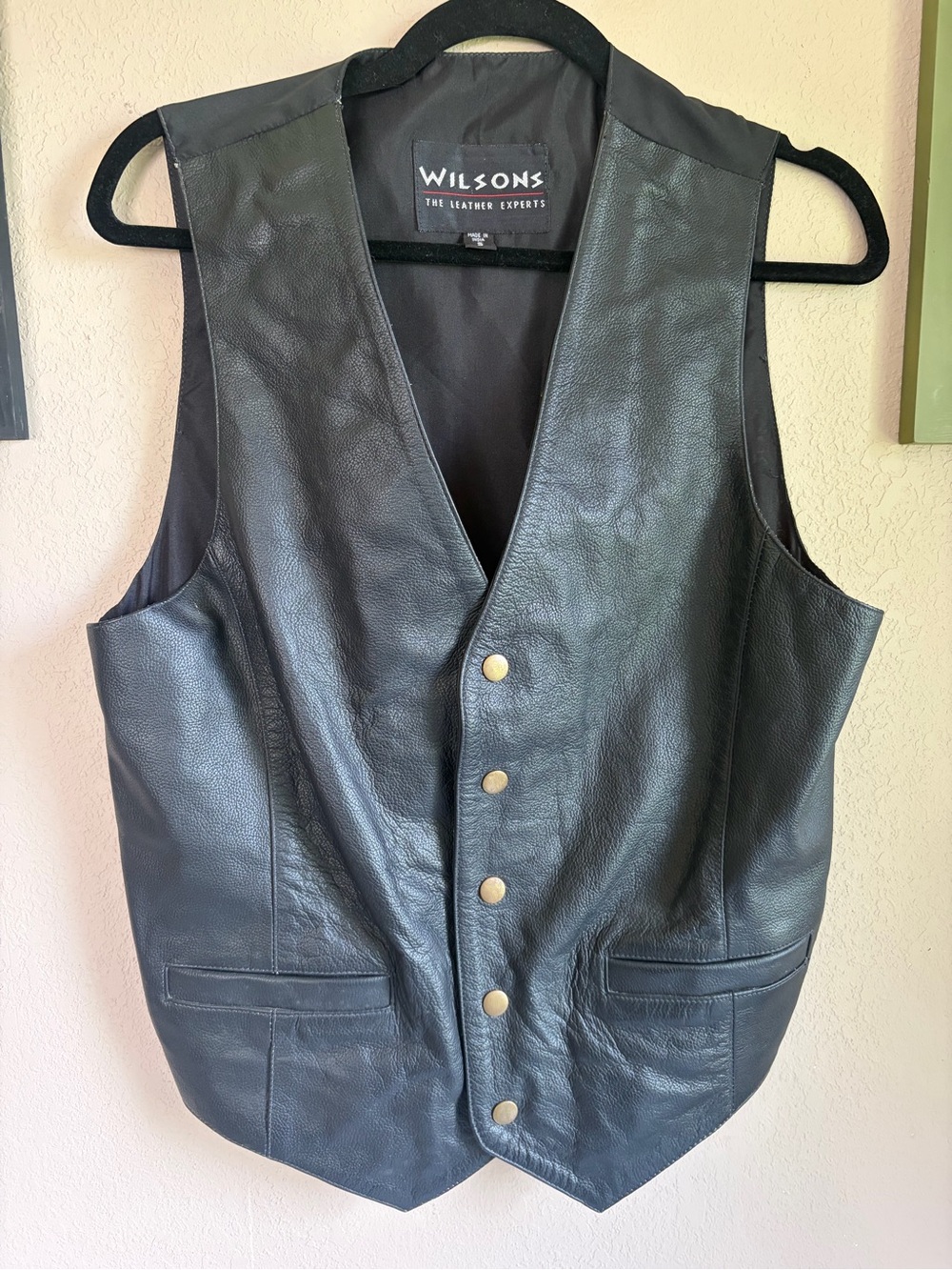 Wilson Men's Black Leather Vest